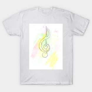 Treble clef, music, fun, funny, musical, art, sketch, watercolor, T-Shirt